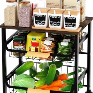 Uninol Fruit Vegetable Basket for Kitchen.3 Tier Pantry Organizers and Storage.Snack Organizer for Countertop.Pantry Cart.Metal Wire Storage Shelf Organizer Baskets for Kitchen. Pantry. Bathroom : Home & Kitchen